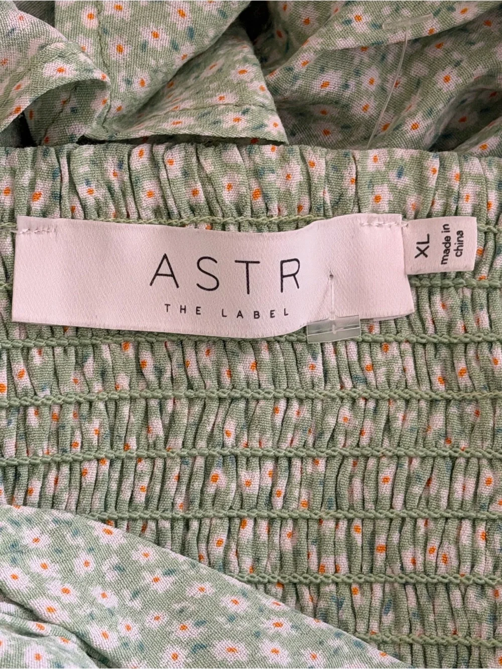 ASTR the Label | Suzy Green Ditsy Floral Ruched Mini Dress - Size XL